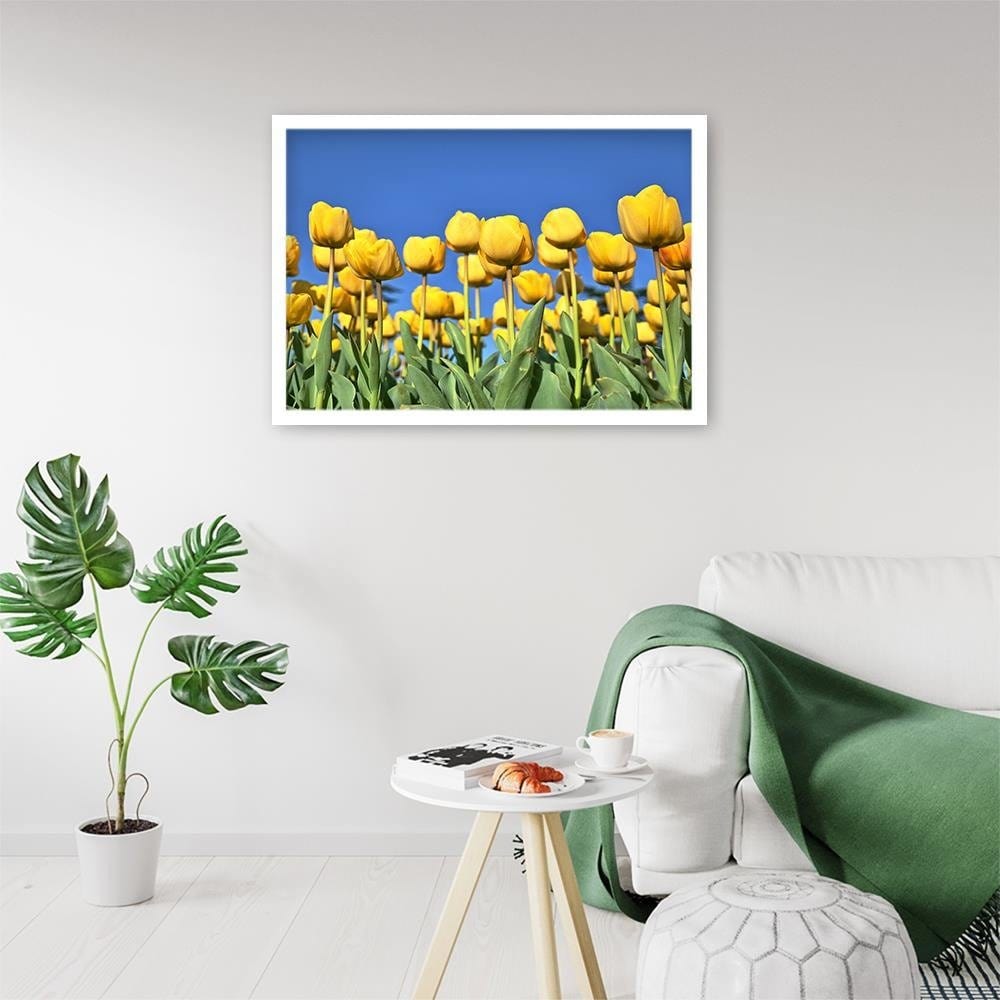 Glezna baltā rāmī - Yellowe Flowers Home Trends DECO