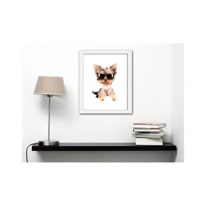 Glezna baltā rāmī - York with glasses on.  Home Trends DECO