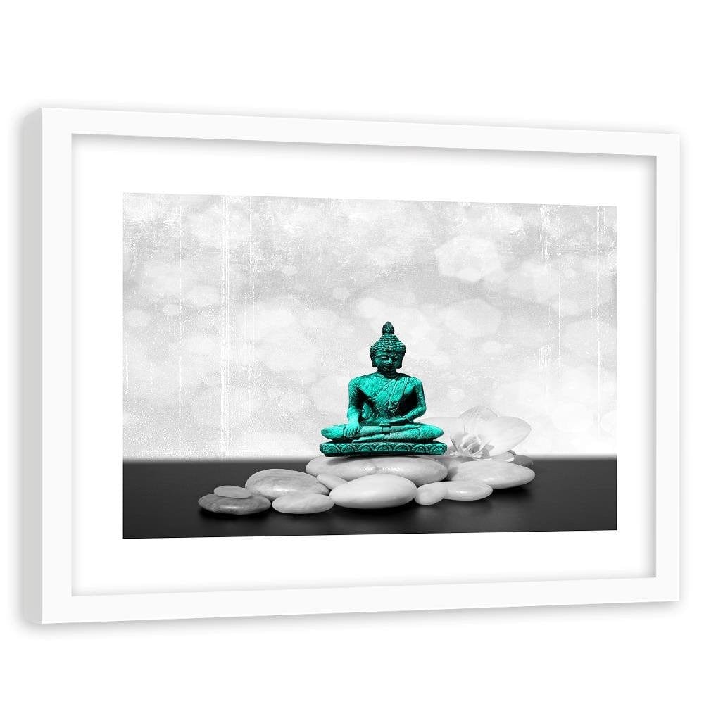 Glezna baltā rāmī - Zen Buddha On The Rocks Home Trends DECO