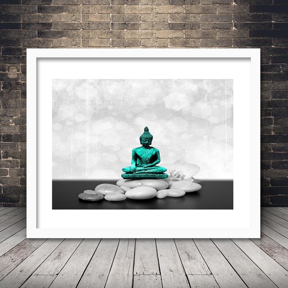 Glezna baltā rāmī - Zen Buddha On The Rocks Home Trends DECO