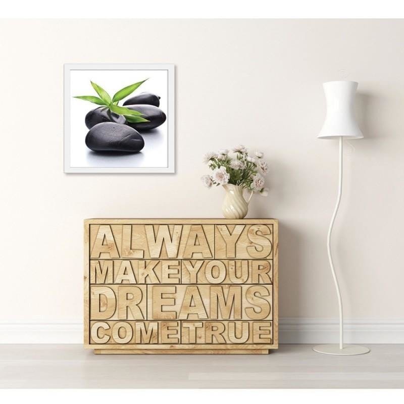 Glezna baltā rāmī - Zen pebbles and leaves Home Trends DECO