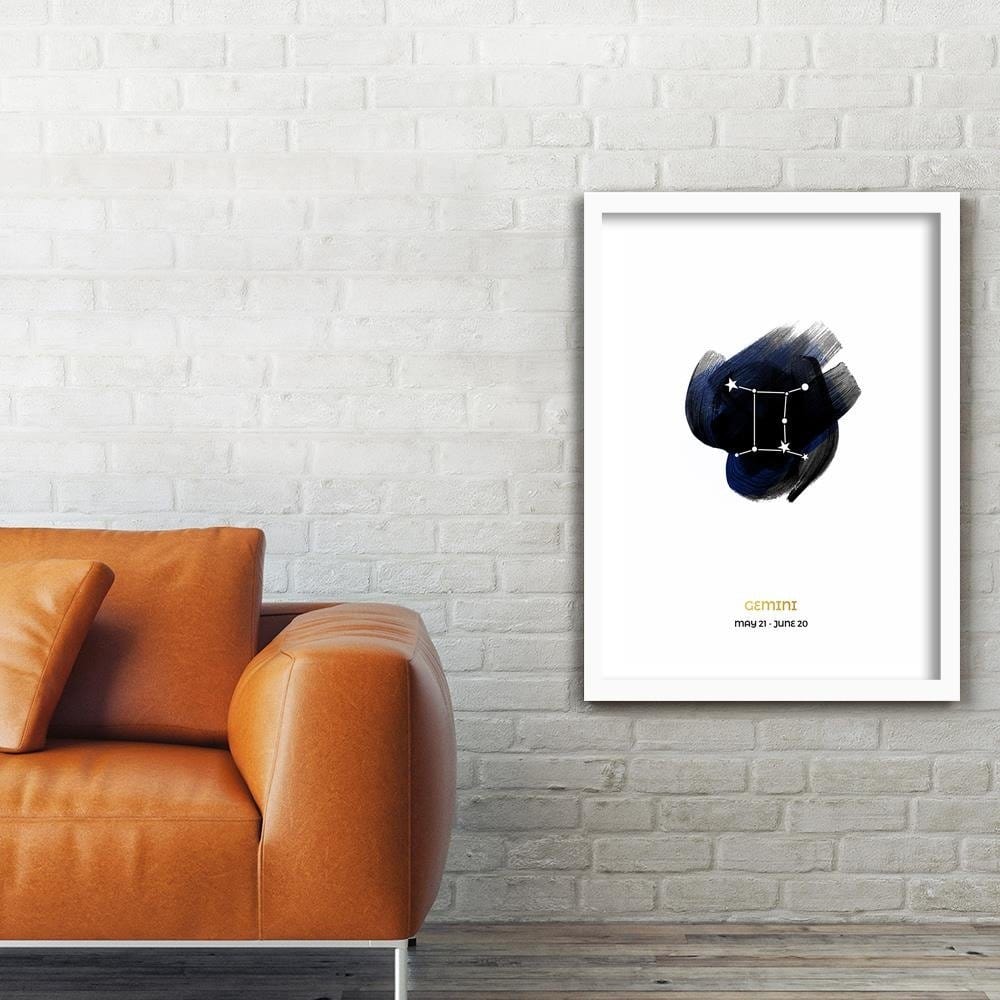 Glezna baltā rāmī - Zodiac Sign Gemini Home Trends DECO