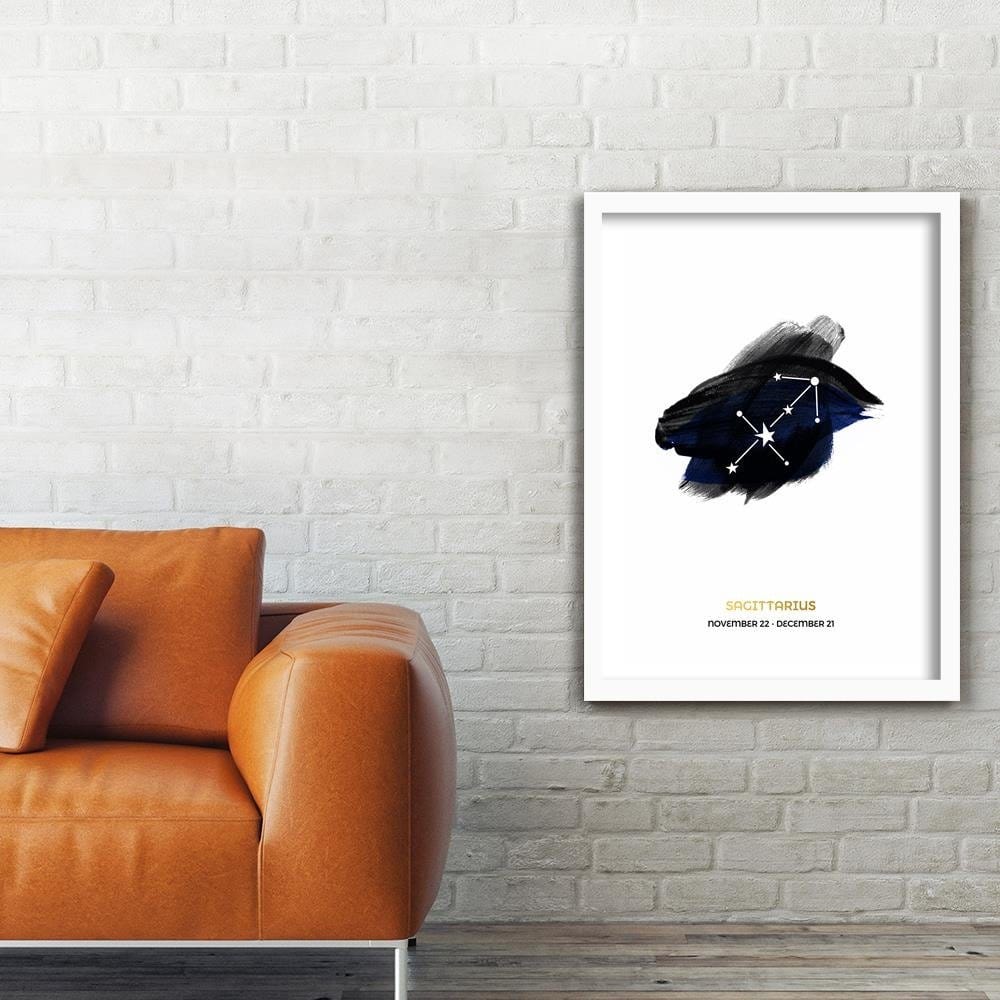 Glezna baltā rāmī - Zodiac Sign Sagittarius Home Trends DECO