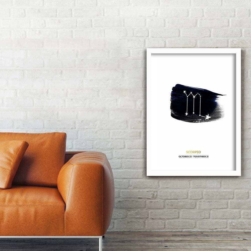 Glezna baltā rāmī - Zodiac Sign Scorpio Home Trends DECO