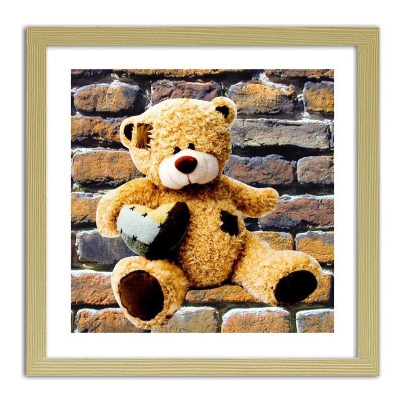 Glezna bēšā rāmī - A teddy bear with a heart. Home Trends DECO