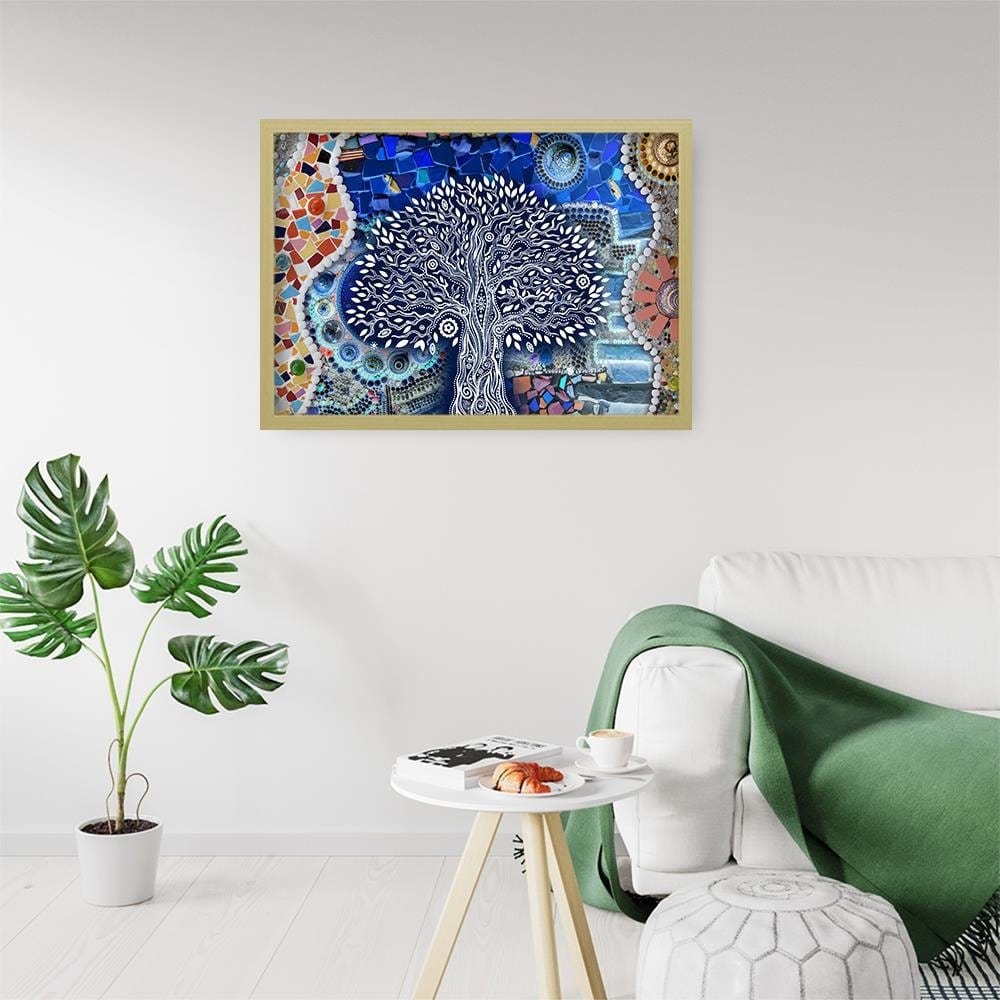 Glezna bēšā rāmī - Abstract Tree Home Trends DECO