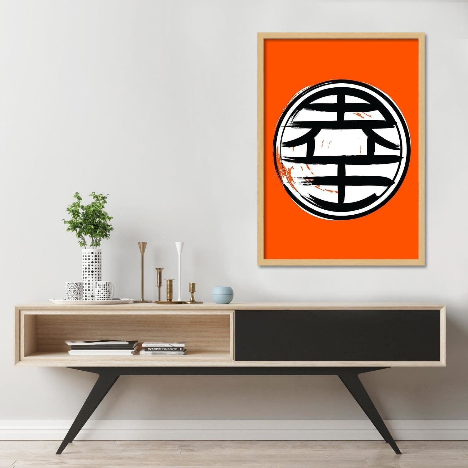 Glezna bēšā rāmī - Abstraction Orange Home Trends DECO