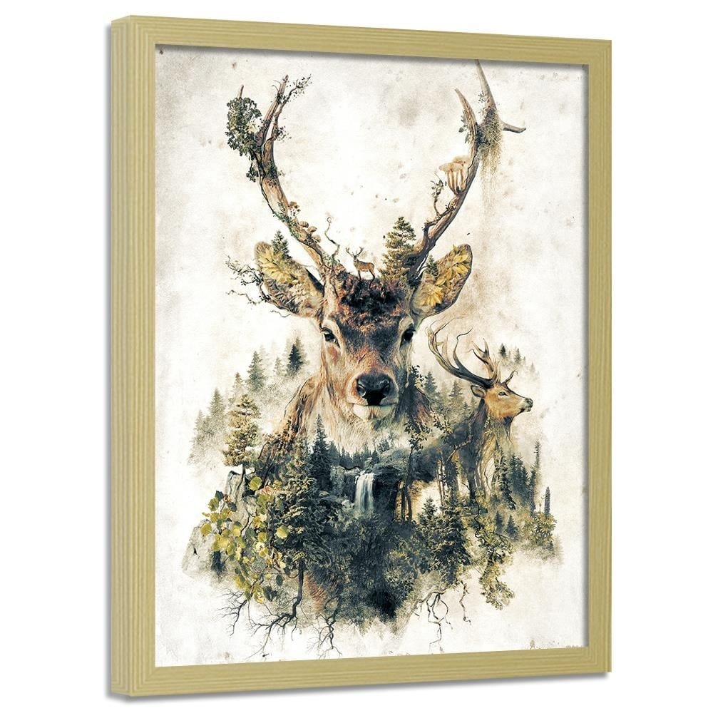 Glezna bēšā rāmī - Artistic Deer Home Trends DECO