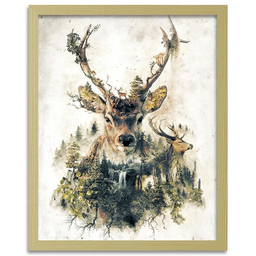 Glezna bēšā rāmī - Artistic Deer Home Trends DECO