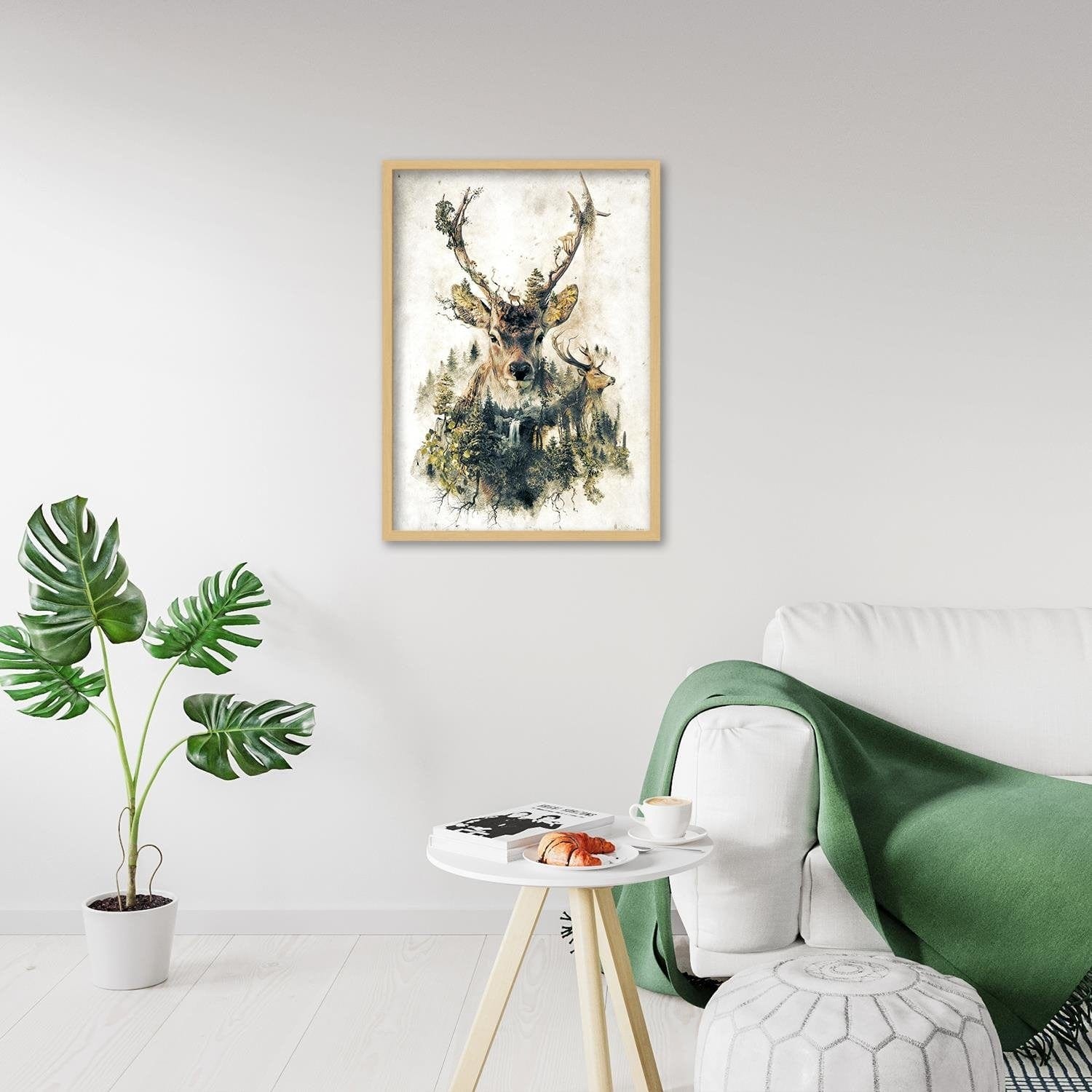Glezna bēšā rāmī - Artistic Deer Home Trends DECO