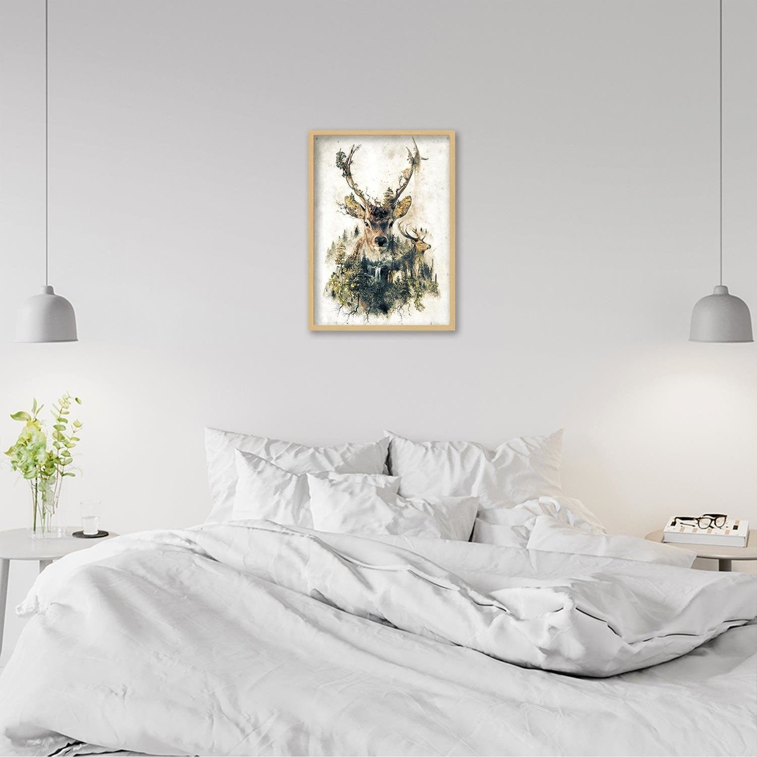 Glezna bēšā rāmī - Artistic Deer Home Trends DECO