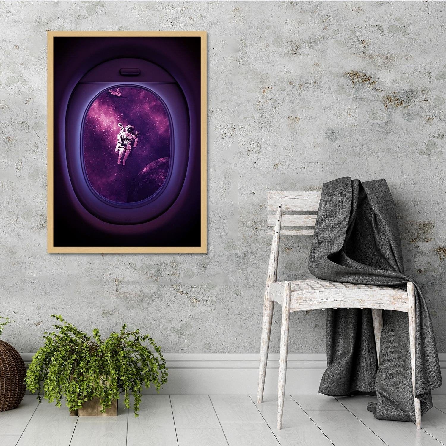 Glezna bēšā rāmī - Artwork Image Astronaut Purple Home Trends DECO