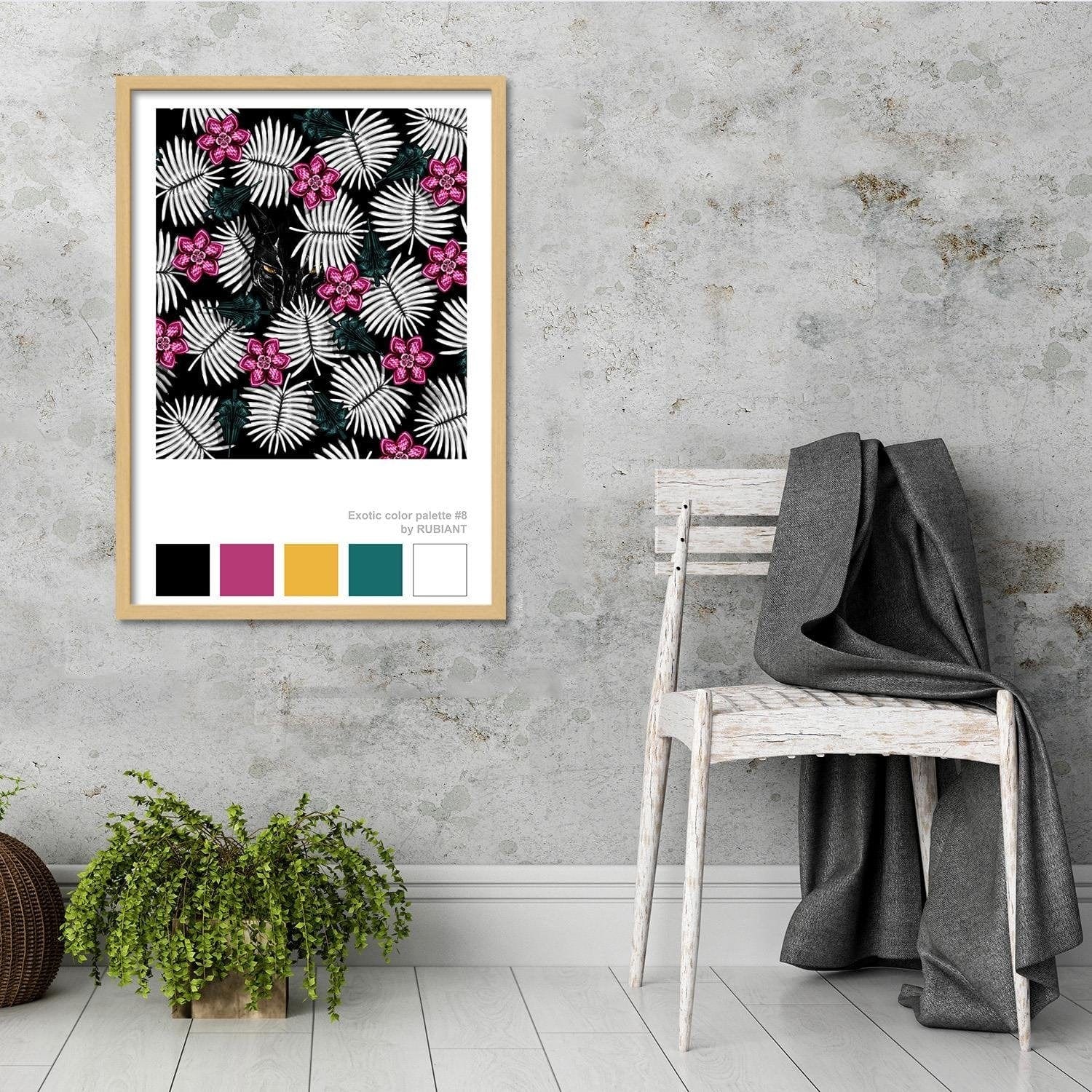 Glezna bēšā rāmī - Artwork Tropical Pink Home Trends DECO