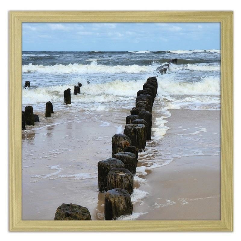 Glezna bēšā rāmī - Beach breakwaters 3 Home Trends DECO