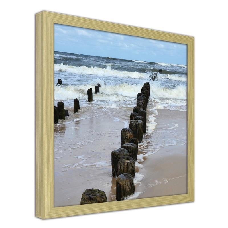 Glezna bēšā rāmī - Beach breakwaters 3 Home Trends DECO