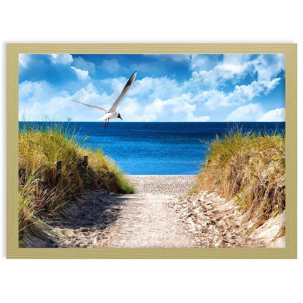 Glezna bēšā rāmī - Bird Above The Beach Home Trends DECO