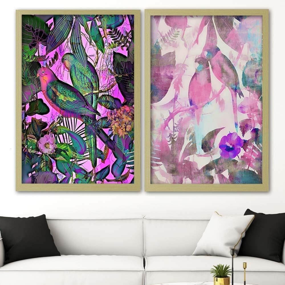 Glezna bēšā rāmī - Bird Courtship Home Trends DECO