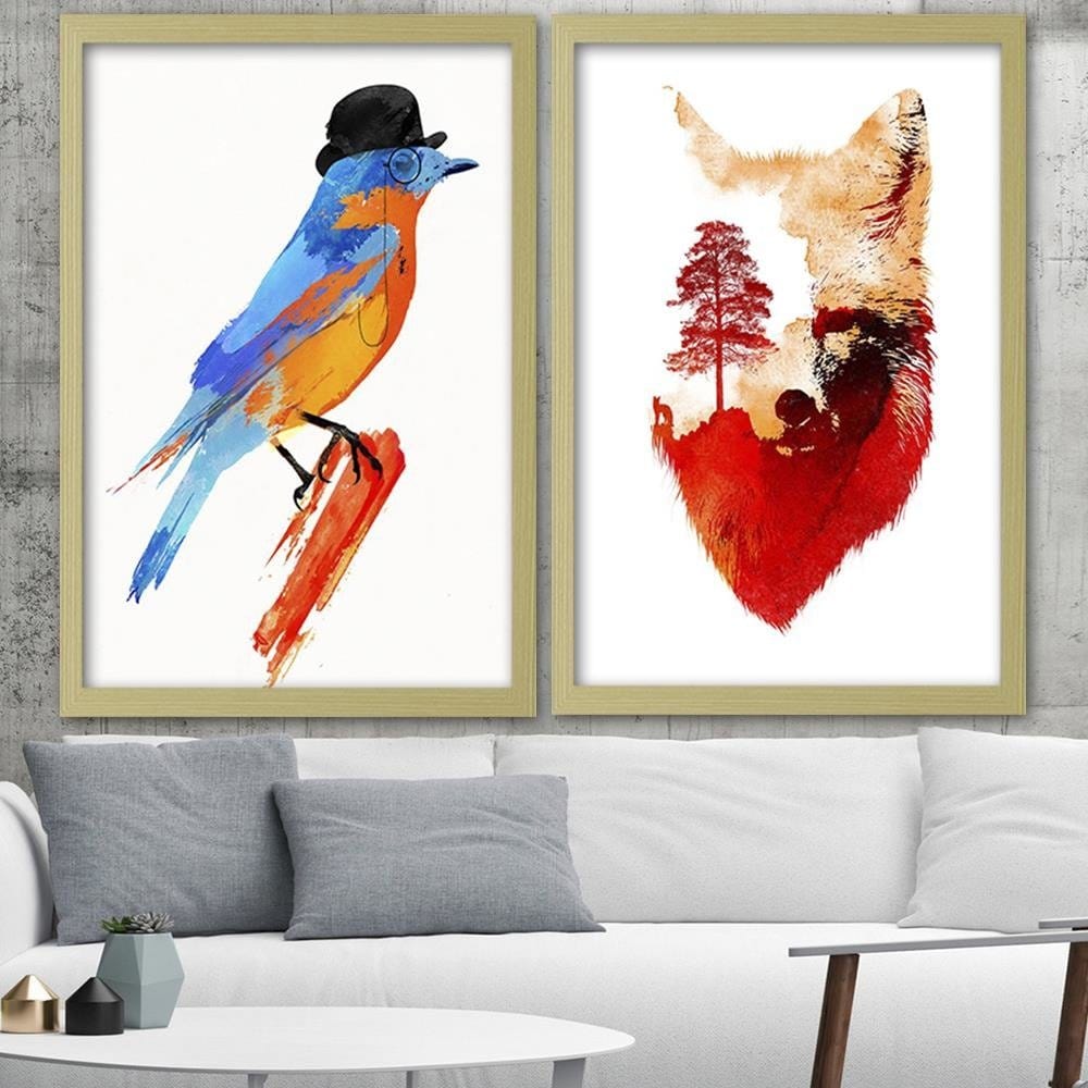 Glezna bēšā rāmī - Bird In A Bowler Hat  Home Trends DECO