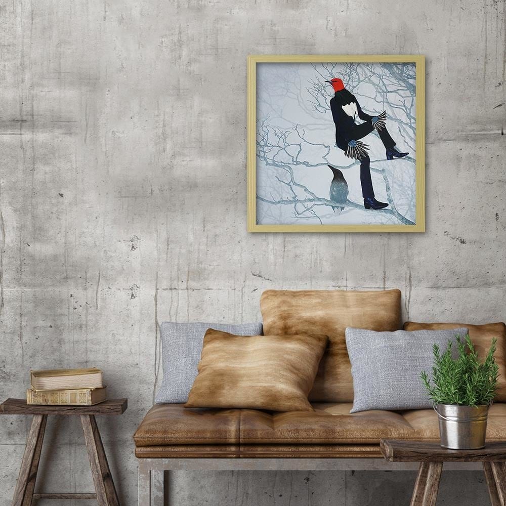 Glezna bēšā rāmī - Bird Man Home Trends DECO