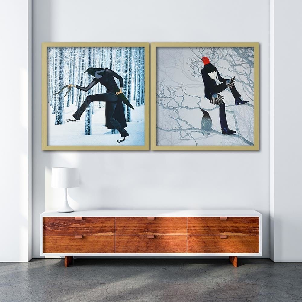 Glezna bēšā rāmī - Bird Man Home Trends DECO