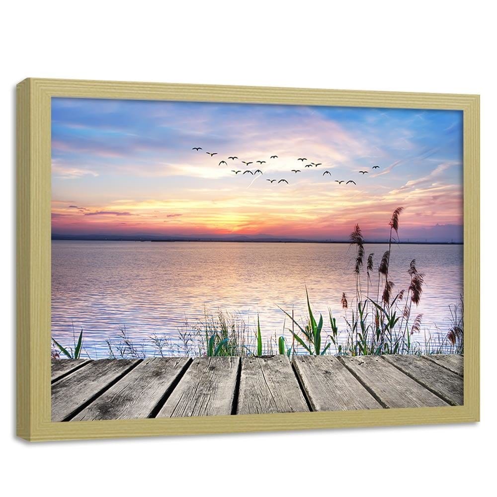 Glezna bēšā rāmī - Birds Over The Sea Home Trends DECO