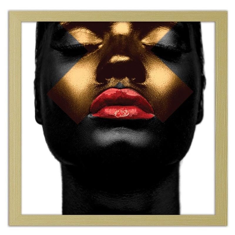 Glezna bēšā rāmī - Black skin and red lips Home Trends DECO