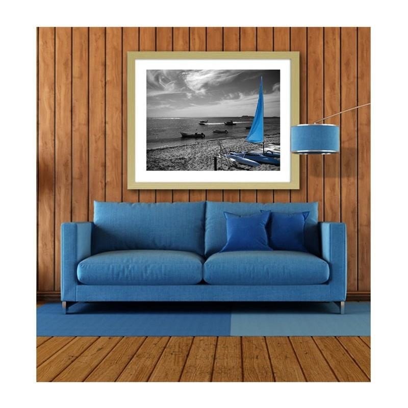 Glezna bēšā rāmī - Blue catamaran Home Trends DECO