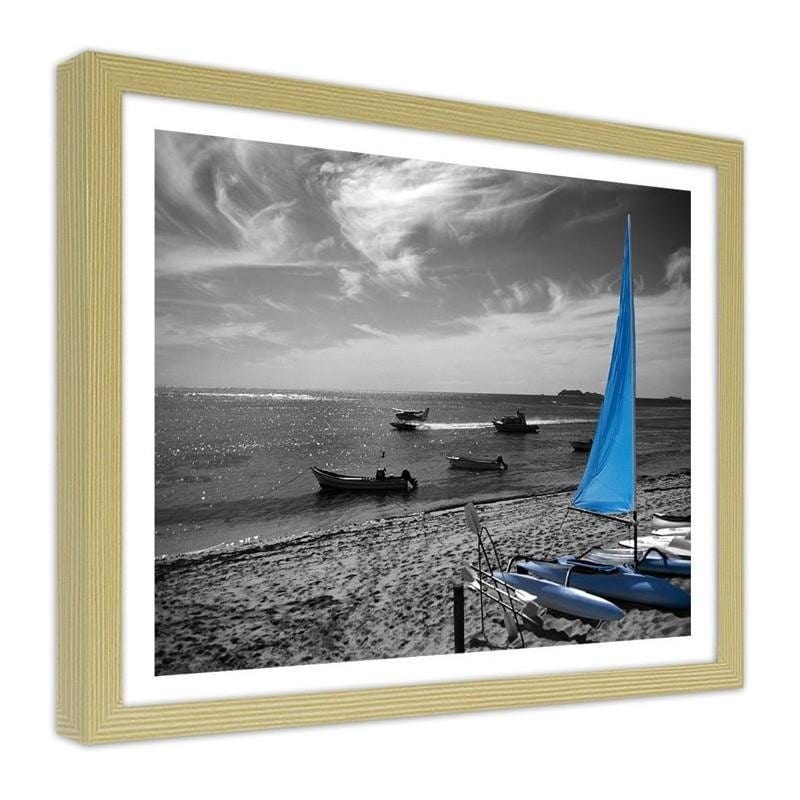 Glezna bēšā rāmī - Blue catamaran Home Trends DECO