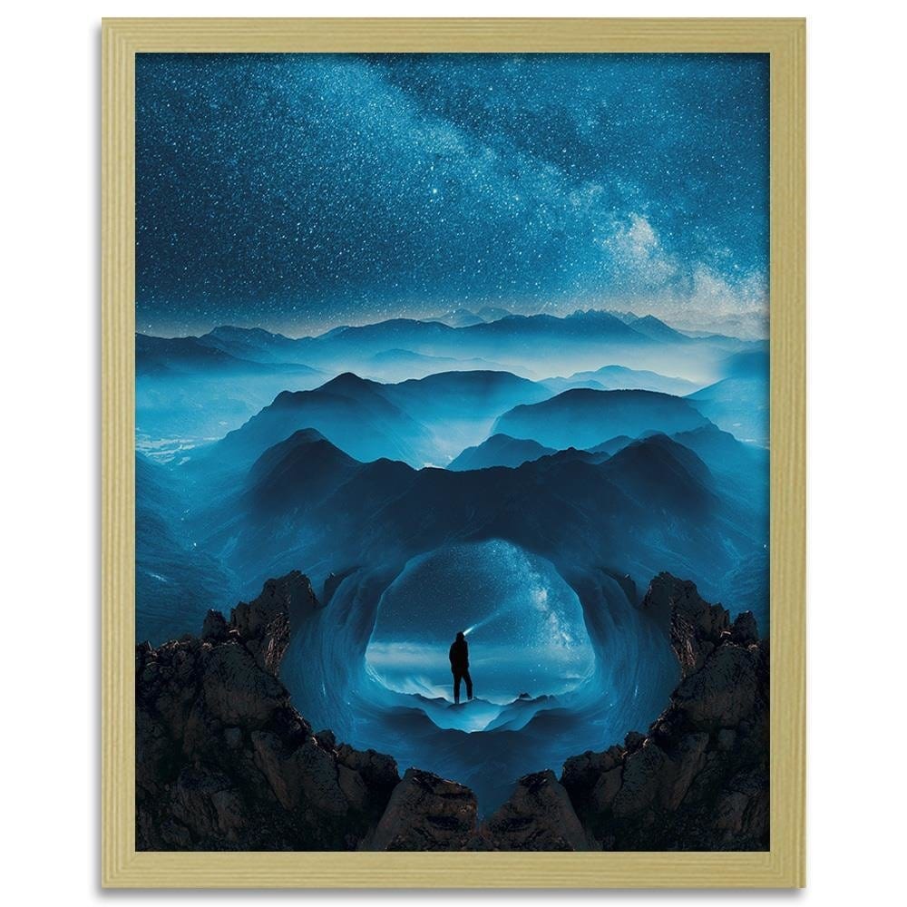Glezna bēšā rāmī - Blue Rocks And Man Home Trends DECO
