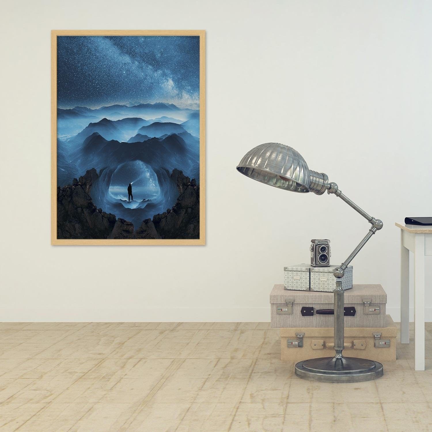 Glezna bēšā rāmī - Blue Rocks And Man Home Trends DECO