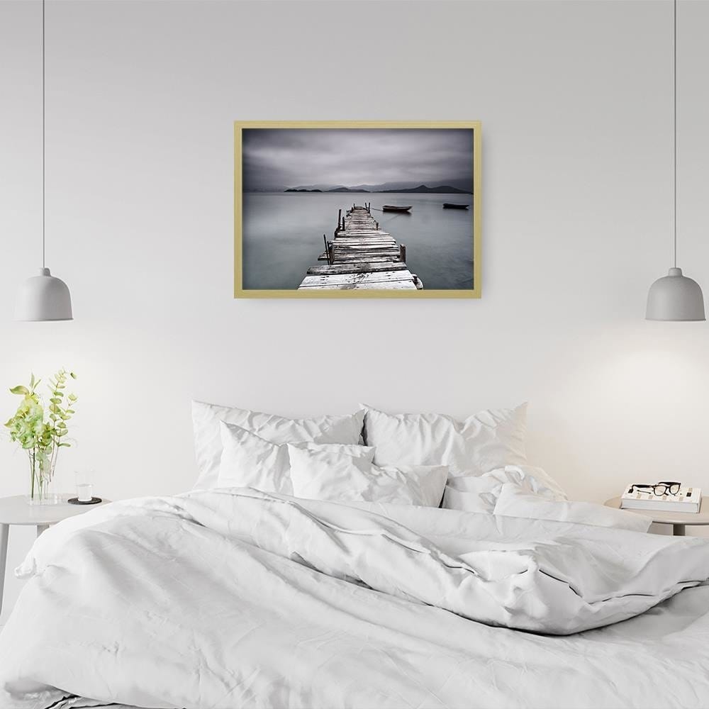 Glezna bēšā rāmī - Broken Bridge Home Trends DECO