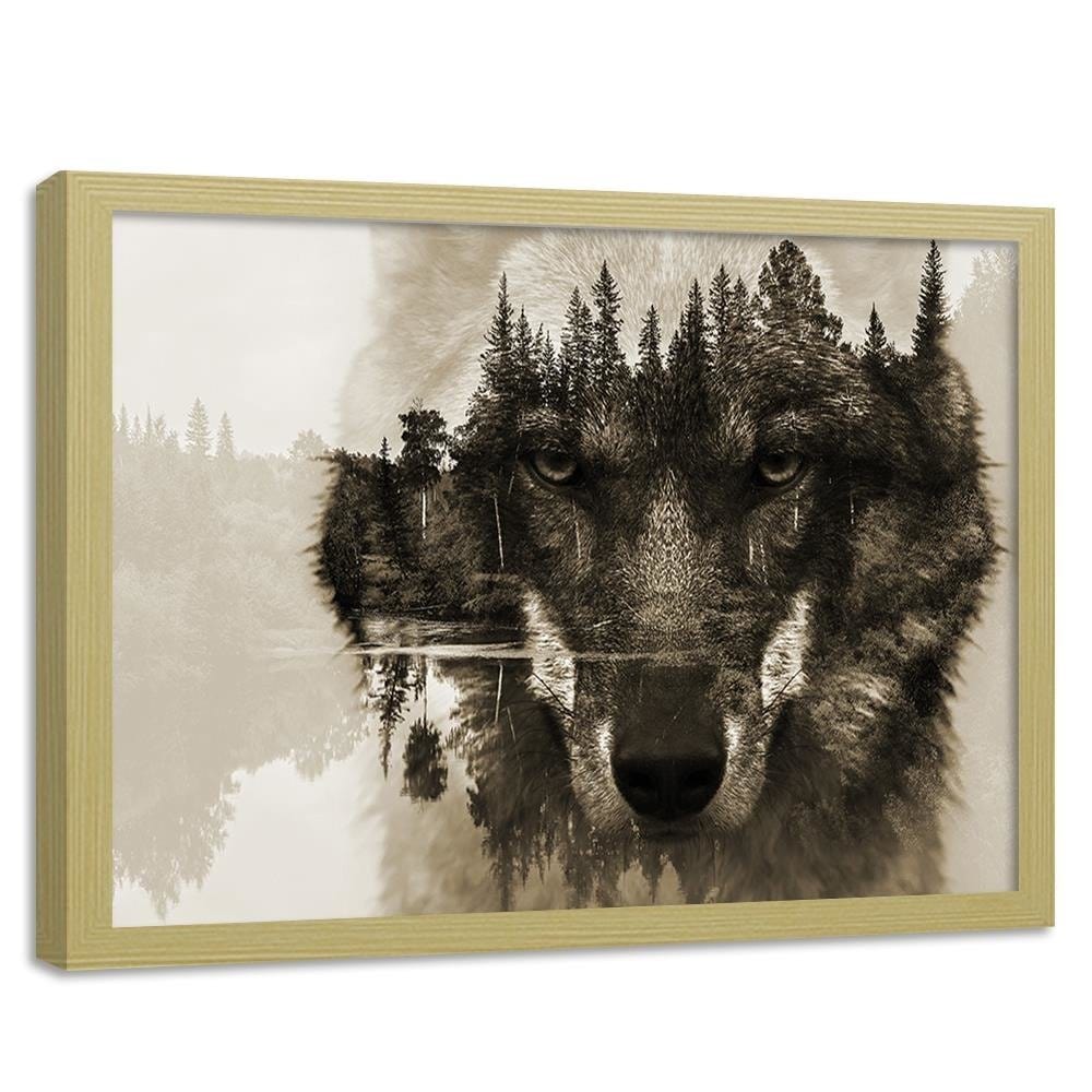 Glezna bēšā rāmī - Brown Wolf Home Trends DECO