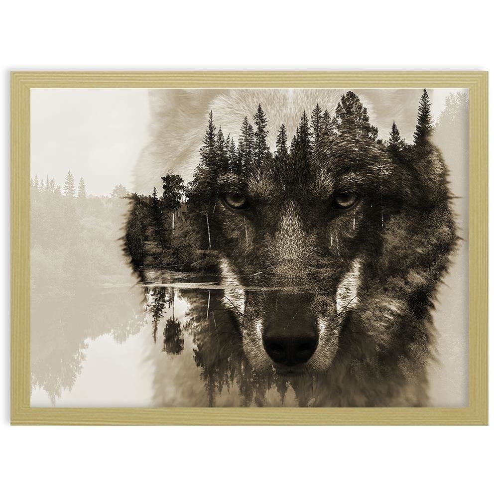 Glezna bēšā rāmī - Brown Wolf Home Trends DECO