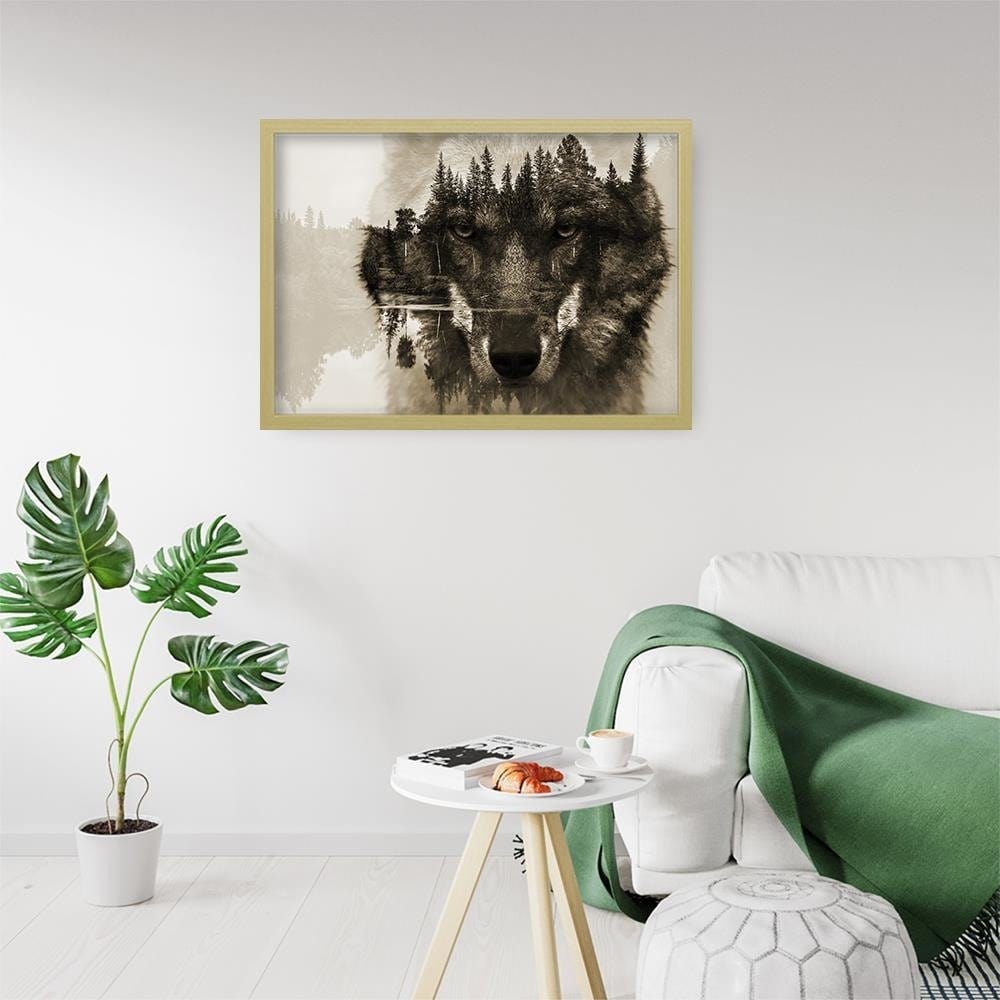 Glezna bēšā rāmī - Brown Wolf Home Trends DECO