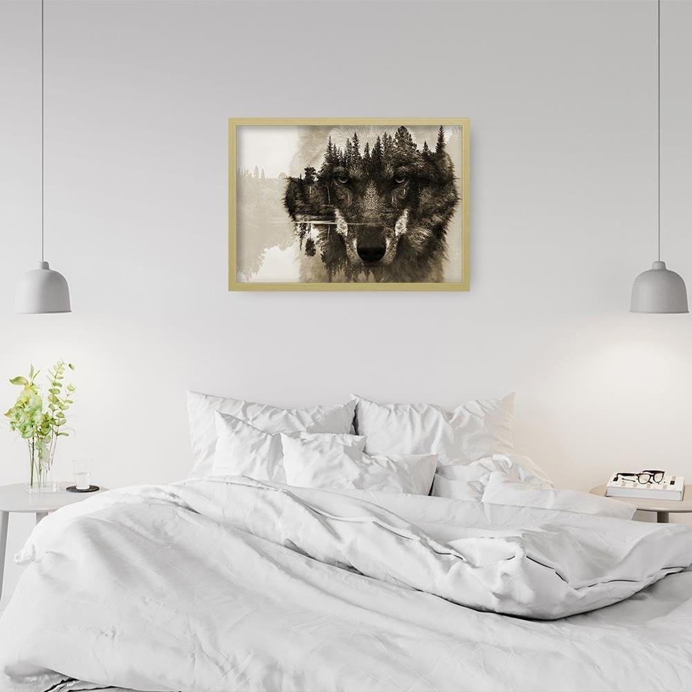 Glezna bēšā rāmī - Brown Wolf Home Trends DECO