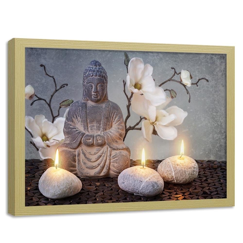 Glezna bēšā rāmī - Buddha Candles Home Trends DECO