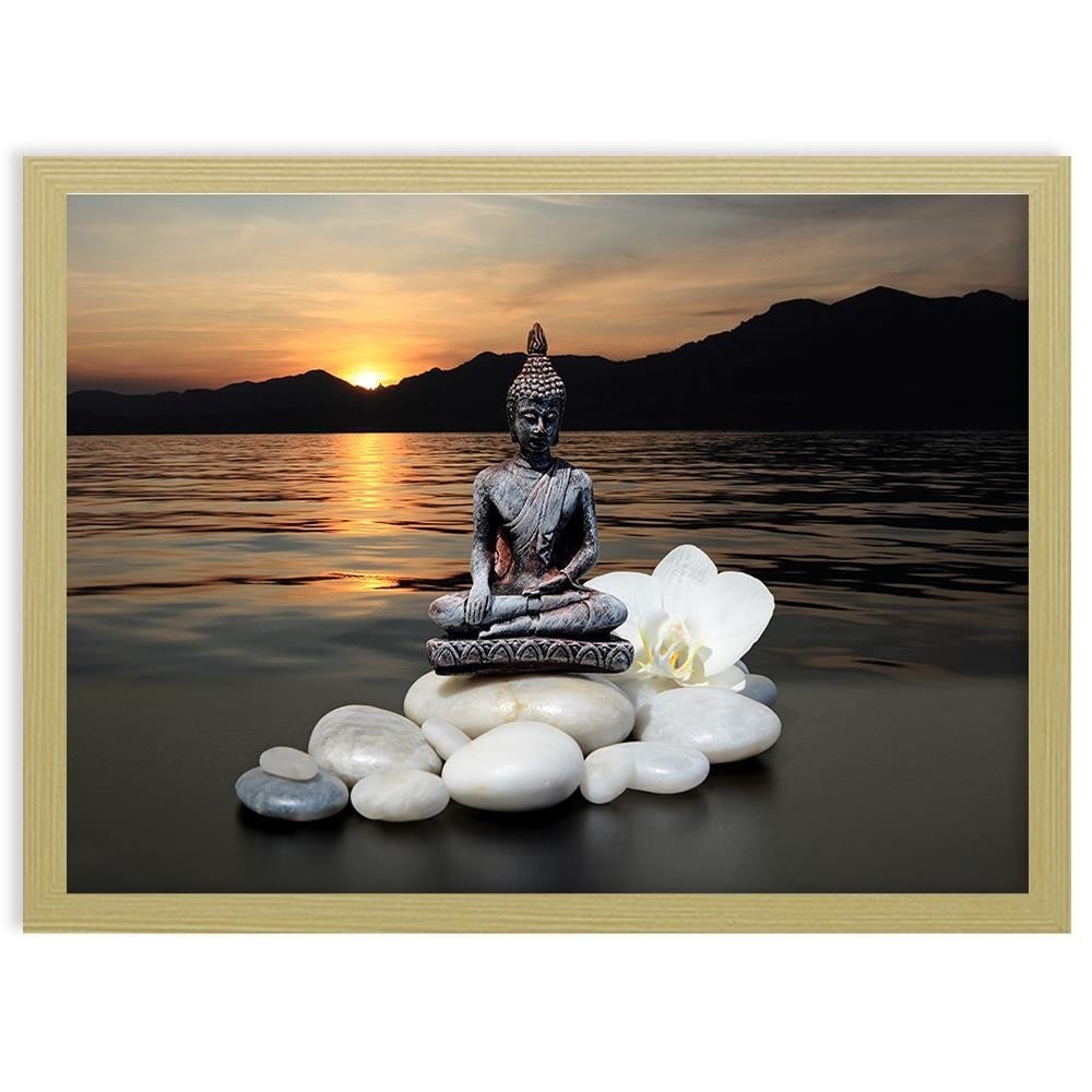 Glezna bēšā rāmī - Buddha Over The Sea Home Trends DECO