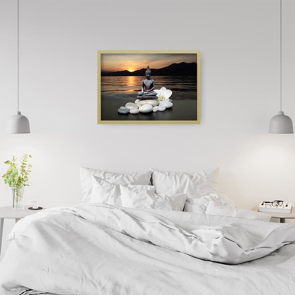 Glezna bēšā rāmī - Buddha Over The Sea Home Trends DECO