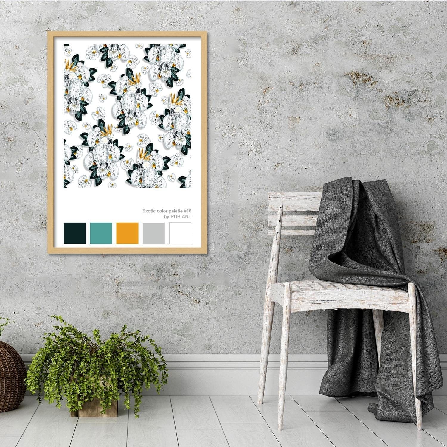 Glezna bēšā rāmī - Cacatoes White Home Trends DECO