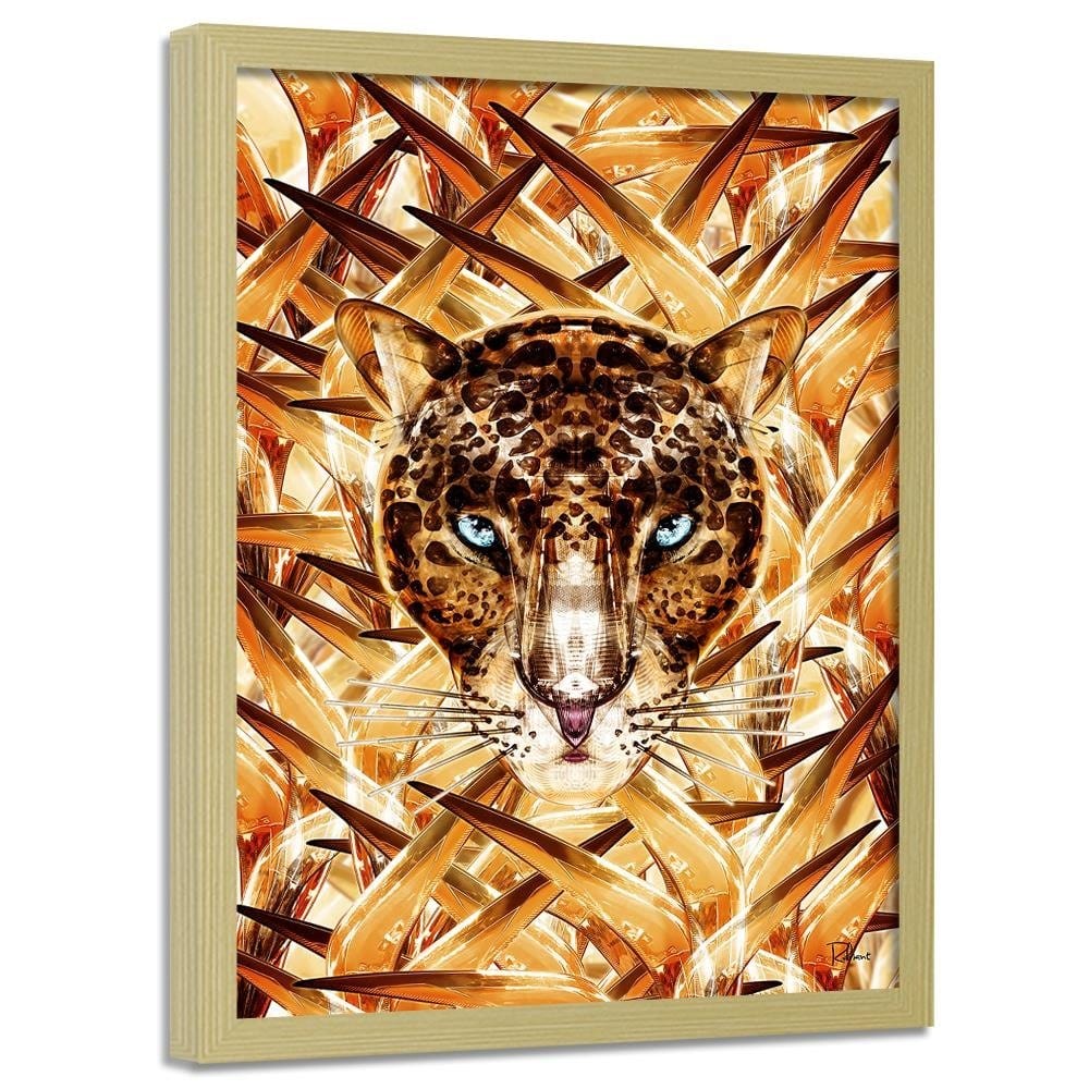 Glezna bēšā rāmī - Cheetah Image Animal Print Orange Home Trends DECO