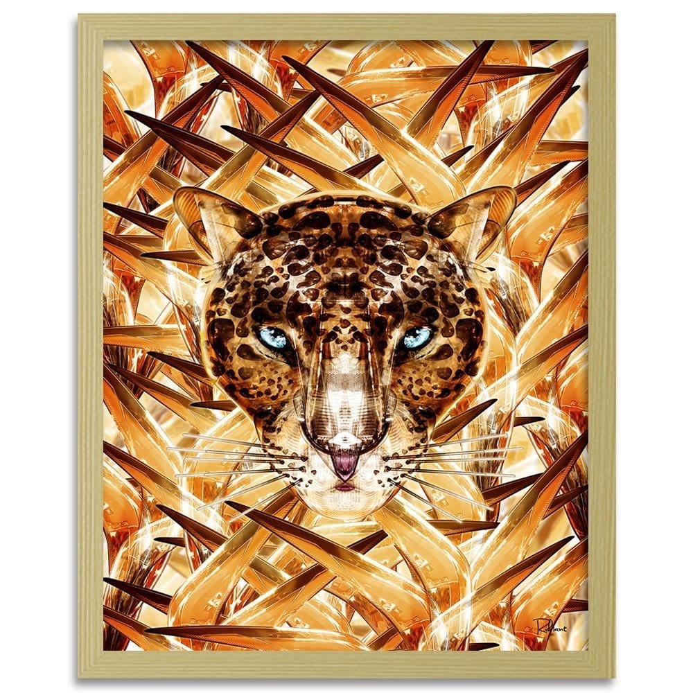 Glezna bēšā rāmī - Cheetah Image Animal Print Orange Home Trends DECO
