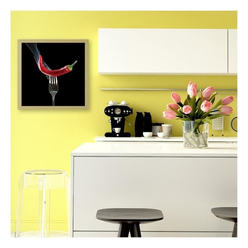 Glezna bēšā rāmī - Chili pepper on the fork. Home Trends DECO