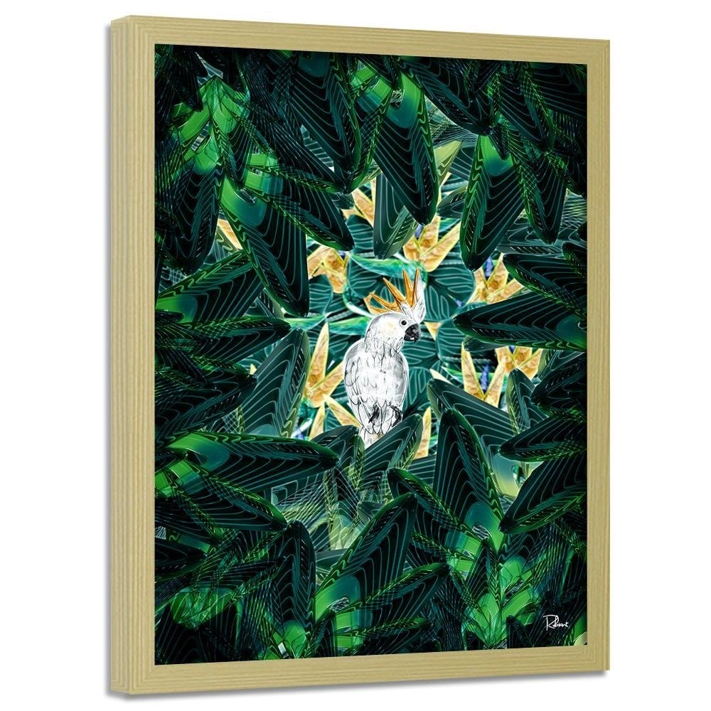 Glezna bēšā rāmī - Cockatoo Image Tropical Green Home Trends DECO