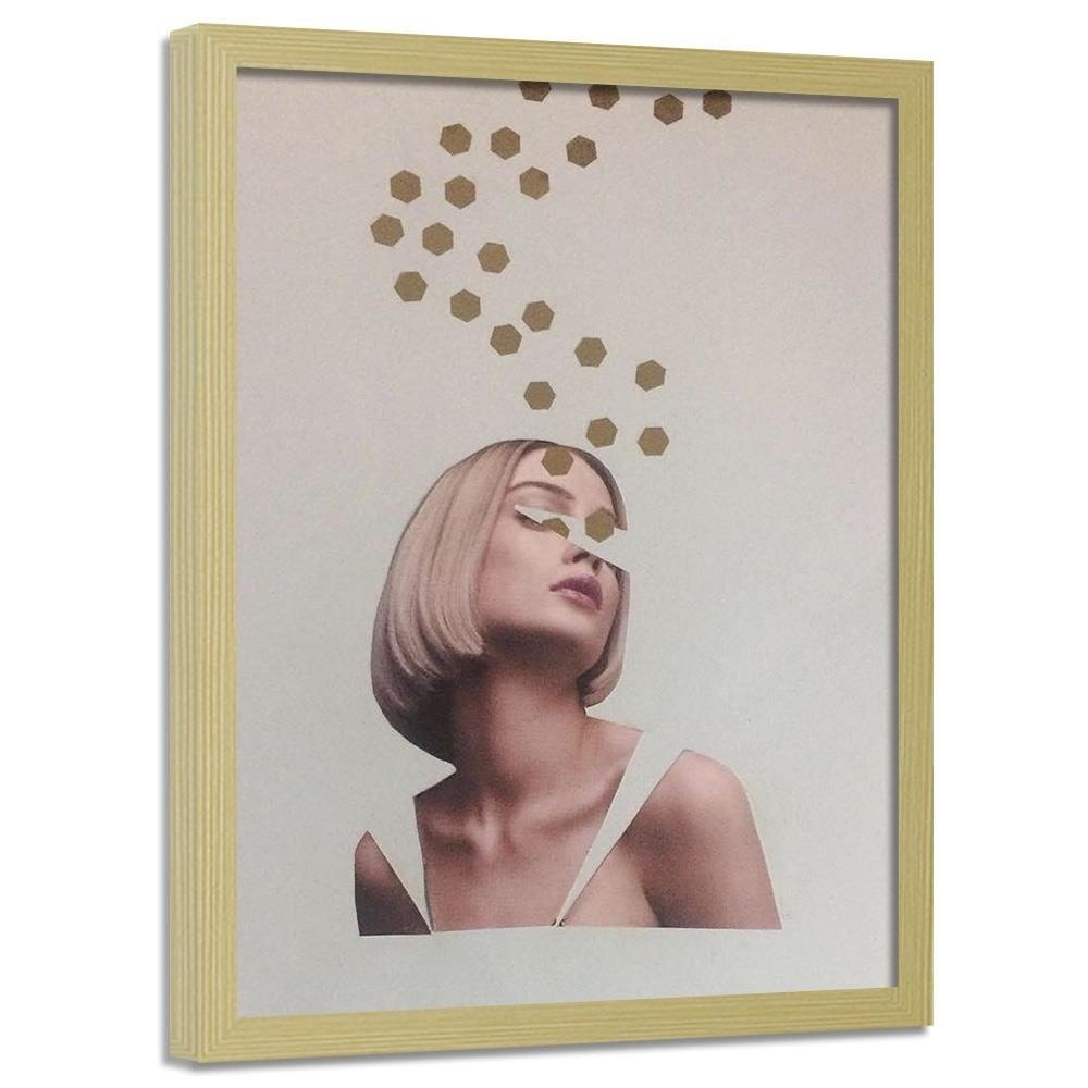 Glezna bēšā rāmī - Collage Woman Portrait Image Beige Home Trends DECO
