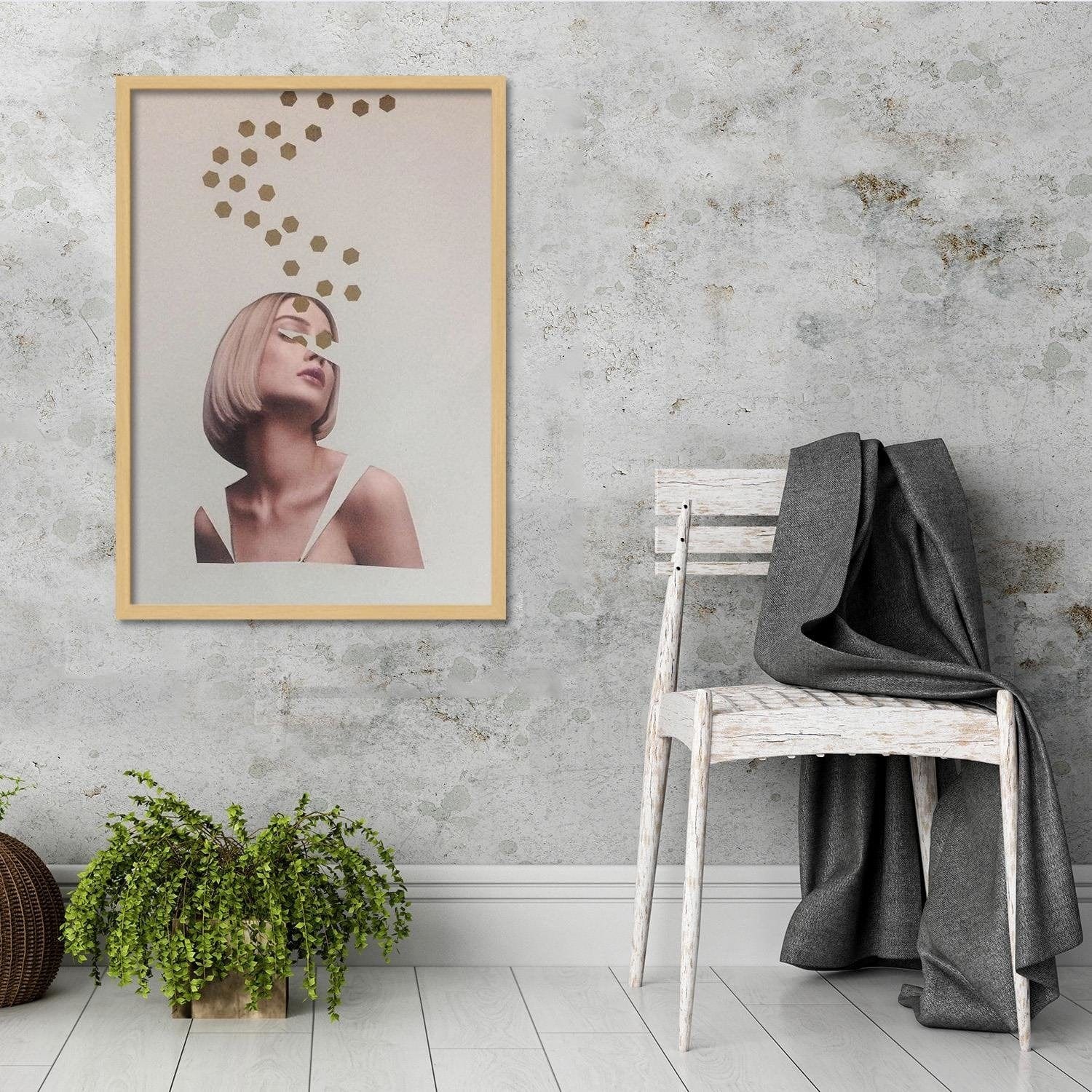 Glezna bēšā rāmī - Collage Woman Portrait Image Beige Home Trends DECO