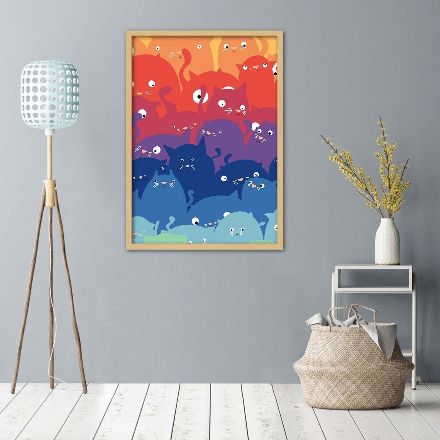 Glezna bēšā rāmī - Colored Cats  Home Trends DECO
