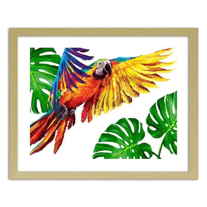 Glezna bēšā rāmī - Colorful parrots Home Trends DECO