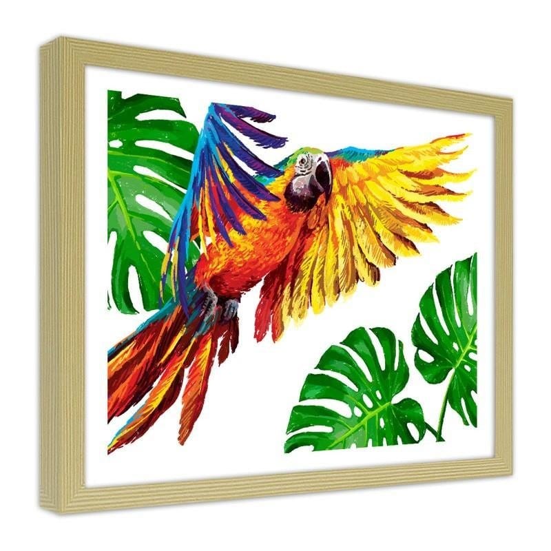 Glezna bēšā rāmī - Colorful parrots Home Trends DECO