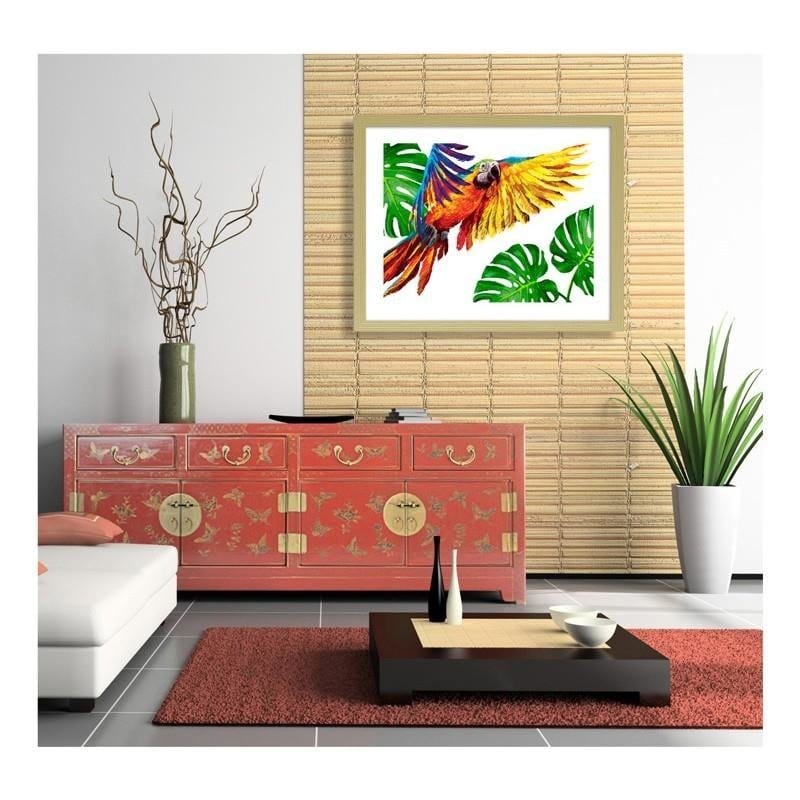 Glezna bēšā rāmī - Colorful parrots Home Trends DECO