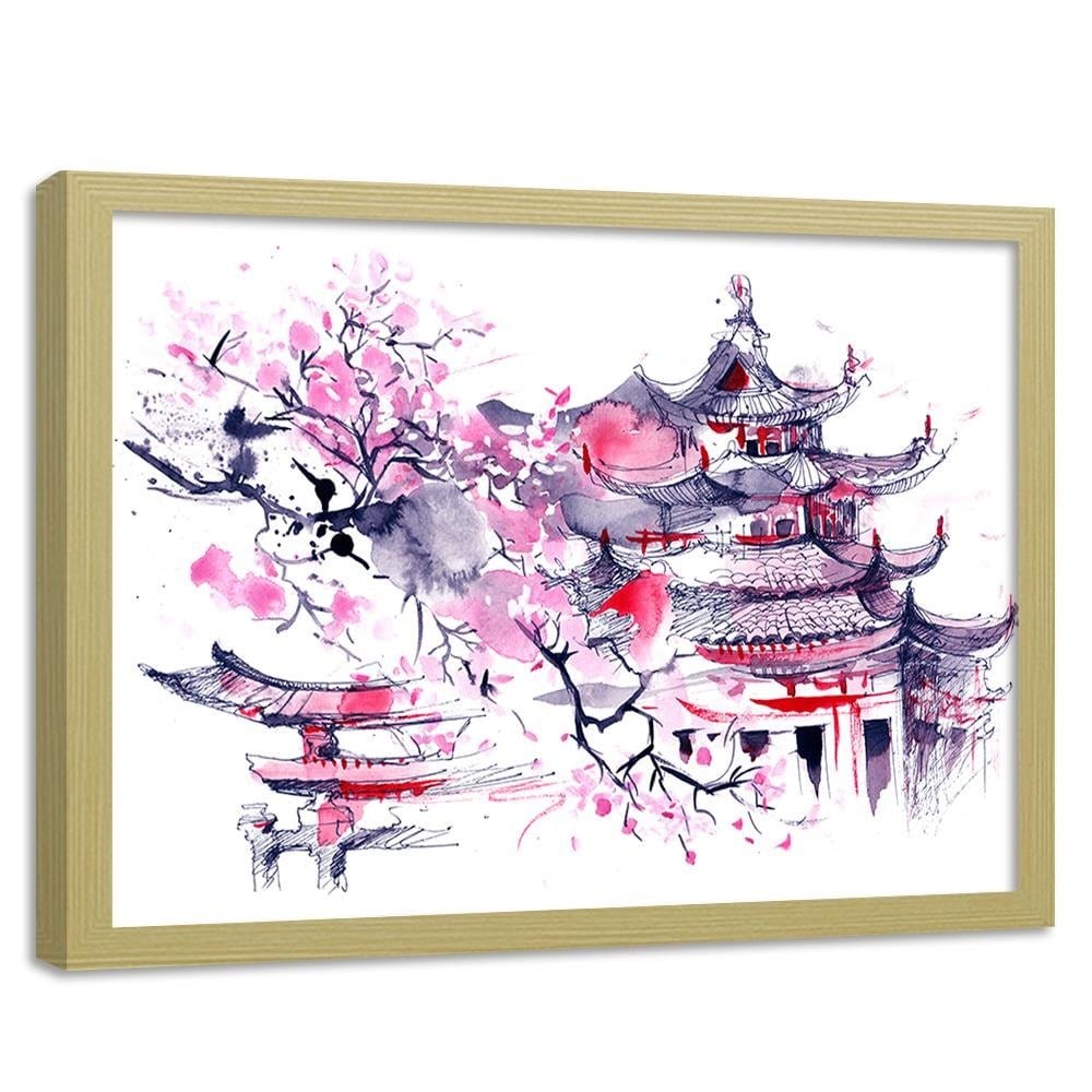 Glezna bēšā rāmī - Colourful Japan Art Home Trends DECO